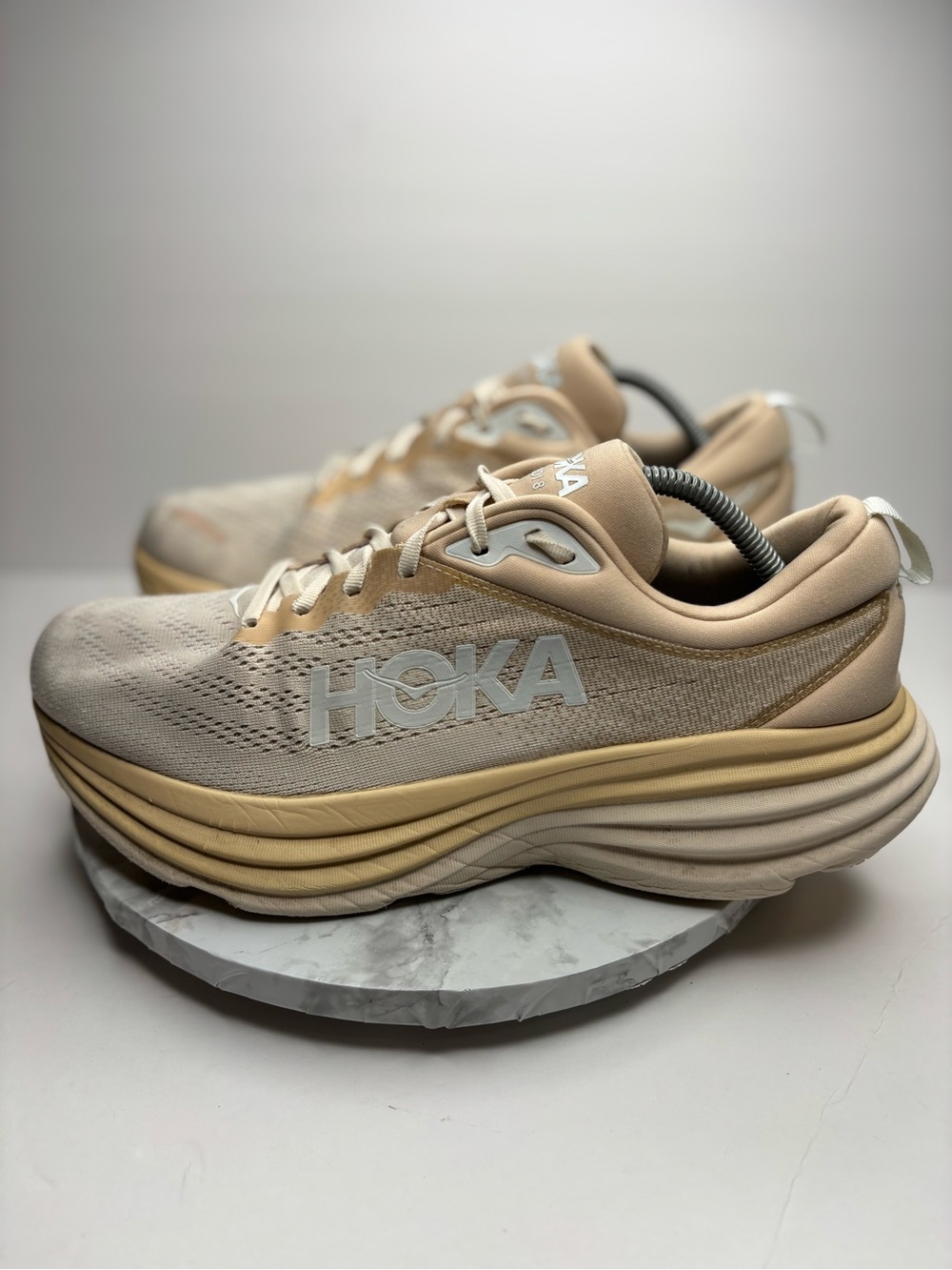 Size 12B women - HOKA Bondi 8 "Shifting Sand/Eggnog" running shoes 10.5 Men